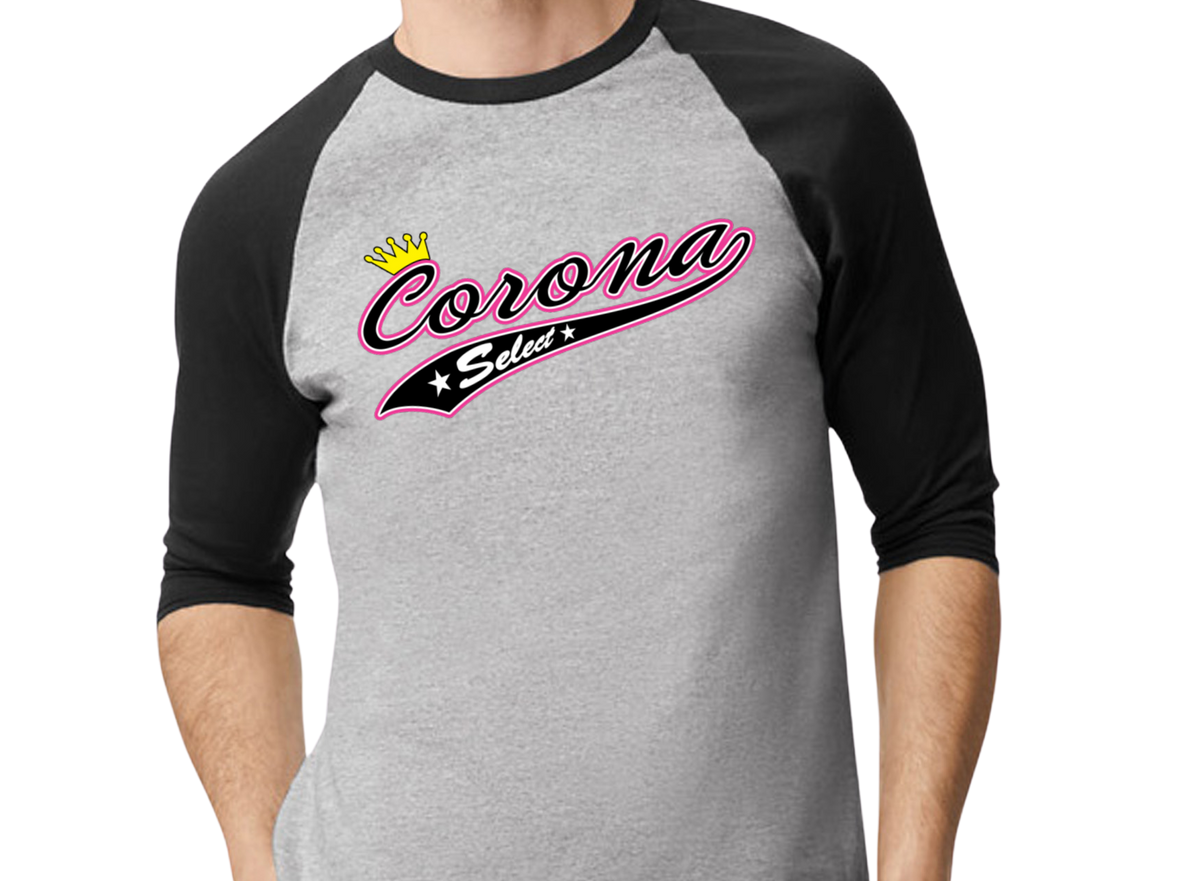 Corona Select Raglan 3/4 Sleeve T-Shirt - Black/Gray (Style 3)
