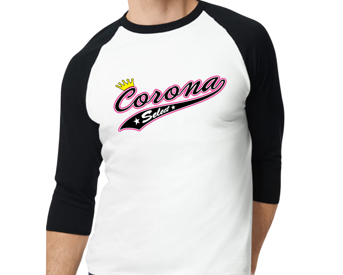 Corona Select Raglan 3/4 Sleeve T-Shirt - Black/White (Style 3)