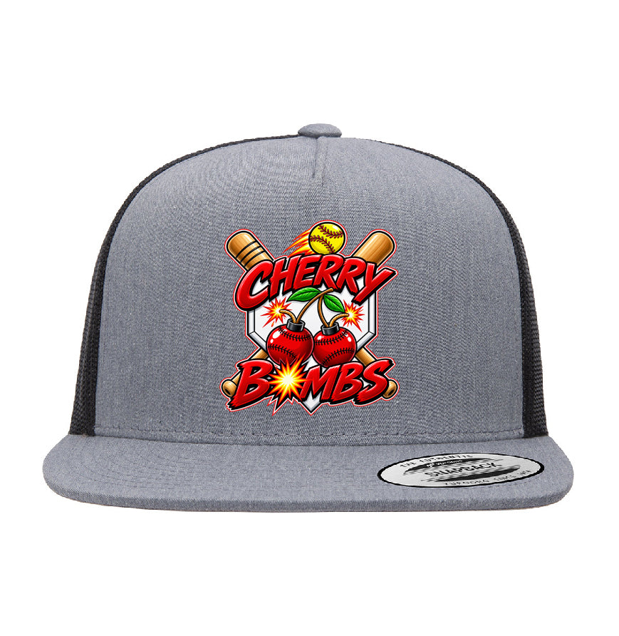 Cherry Bombs Snapback Trucker Hat - Gray/Black