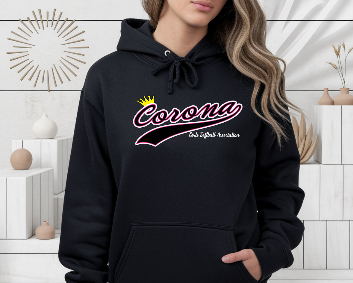 Corona Softball Pullover Hoodie - Black (Style 6)