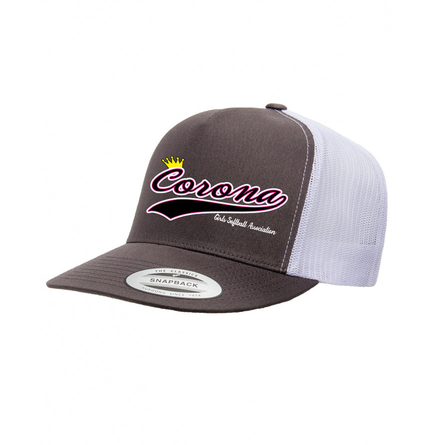 Corona Softball Snapback Trucker Hat - Charcoal/White (Style 3)