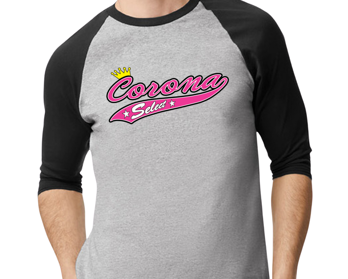 Corona Select Raglan 3/4 Sleeve T-Shirt - Black/Gray (Style 1)