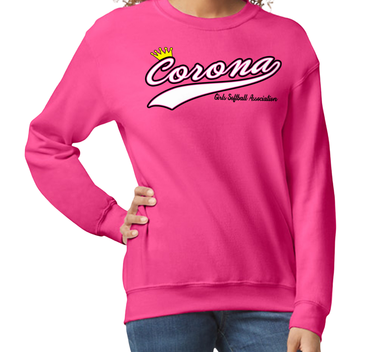 Corona Softball Crew Sweatshirt - Pink (Style 2)