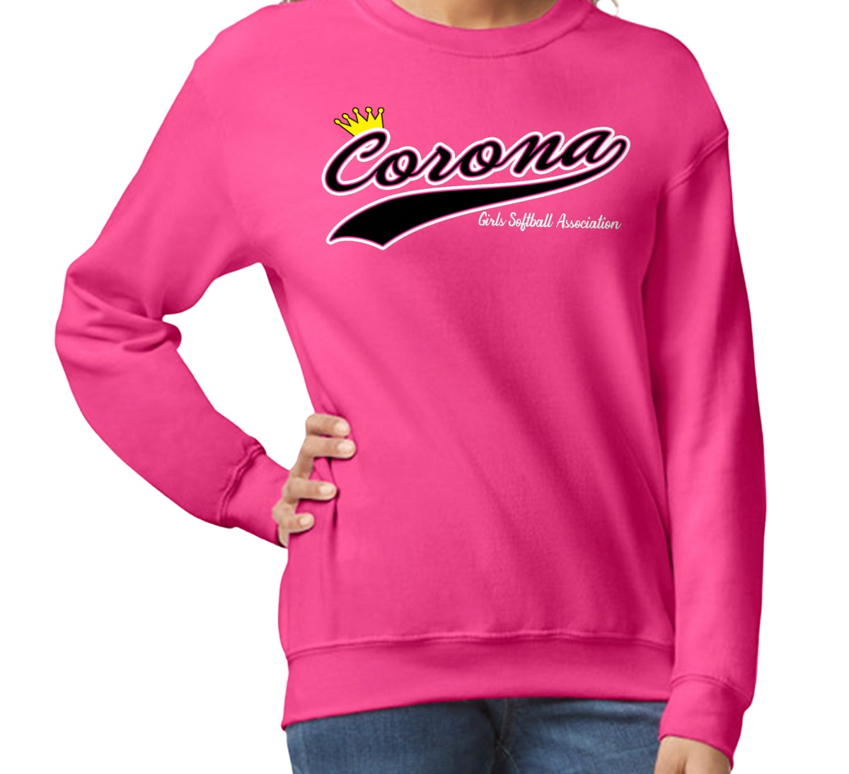 Corona Softball Crew Sweatshirt - Pink (Style 3)