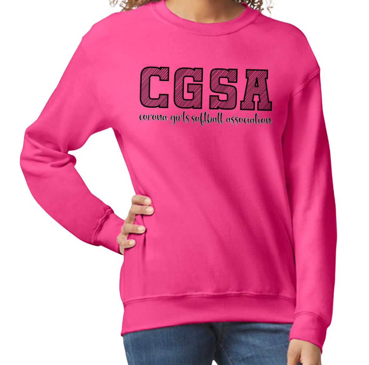 Corona Softball Crew Sweatshirt - Pink (Style 5)