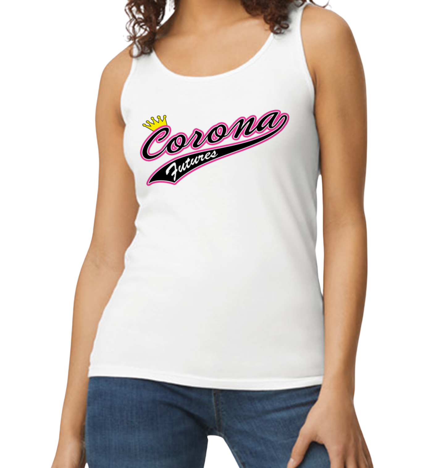 Corona Futures Softstyle Women's Fitted Tank Top - White (Style 3)