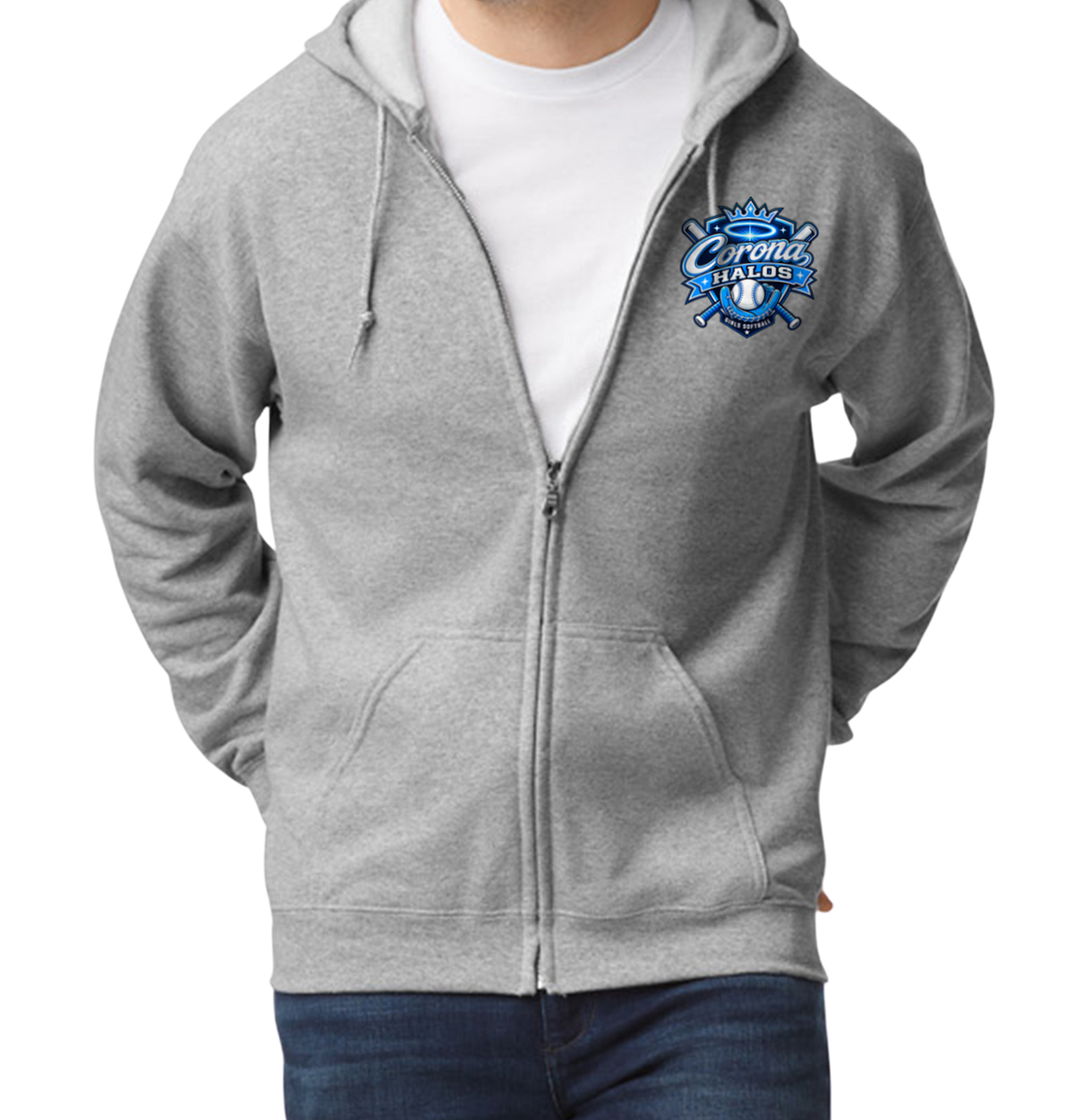 Corona Halos Zip-Up Hoodie - Gray