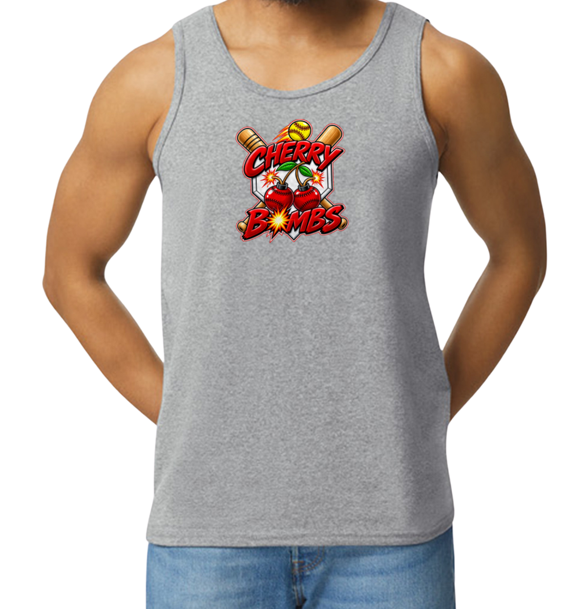 Cherry Bombs Men's Tank Top - Gray