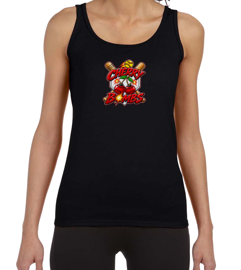 Cherry Bombs Softstyle Women's Fitted Tank Top - Black