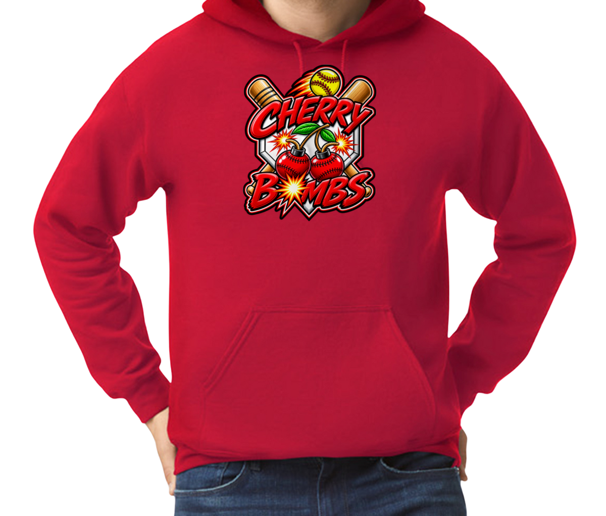 Cherry Bombs Pullover Hoodie - Red