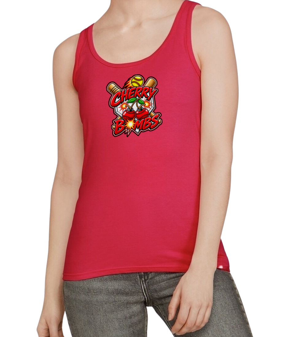 Cherry Bombs Softstyle Women's Fitted Tank Top - Red