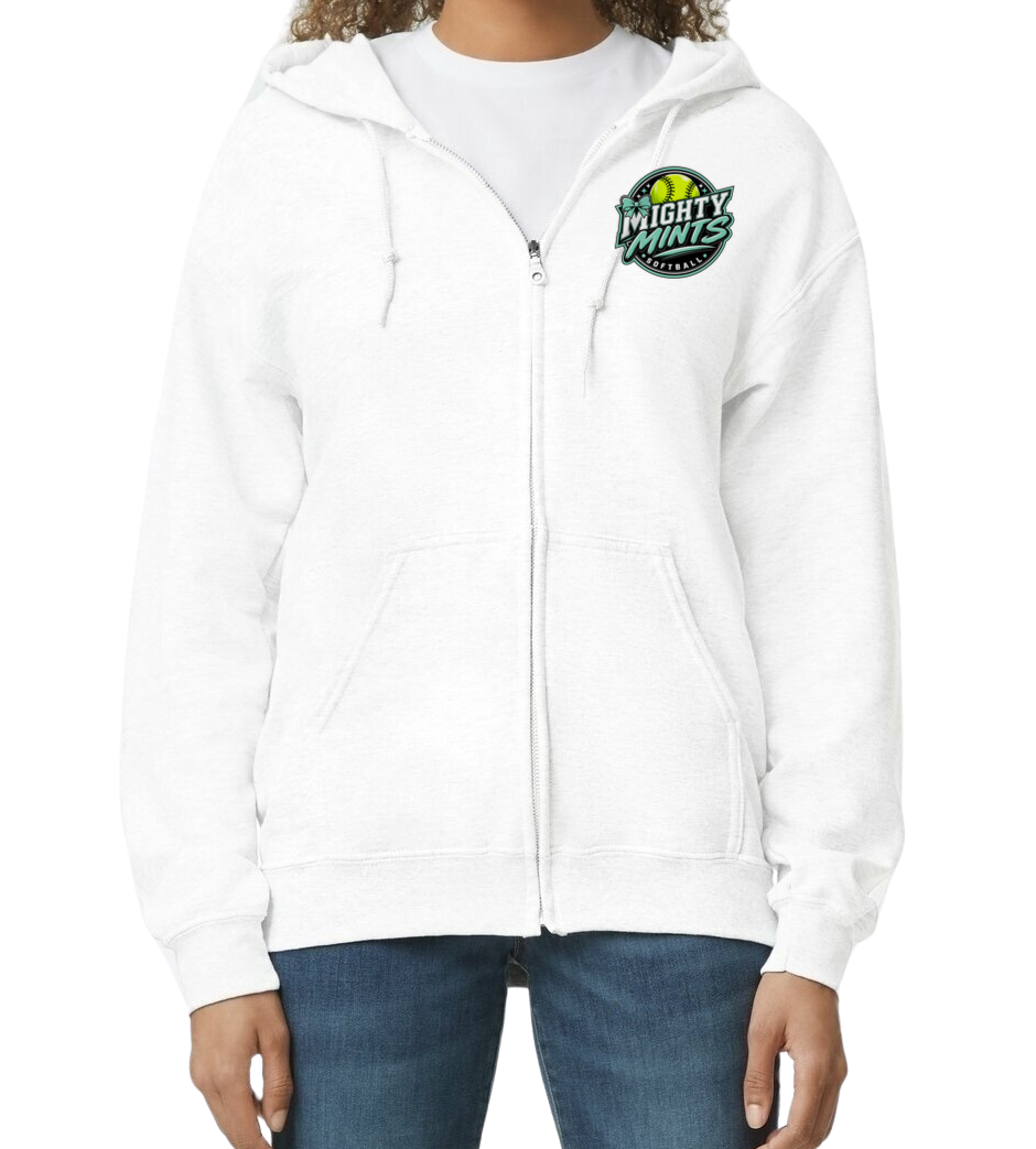 Mighty Mints Zip-Up Hoodie - White