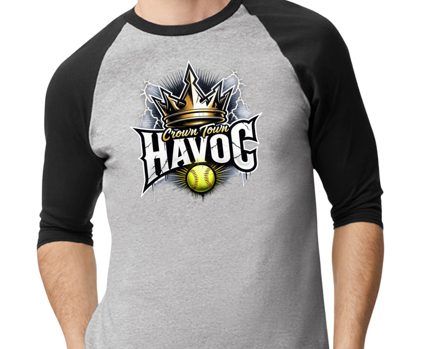 Havoc Raglan 3/4 Sleeve T-Shirt - Black/Gray