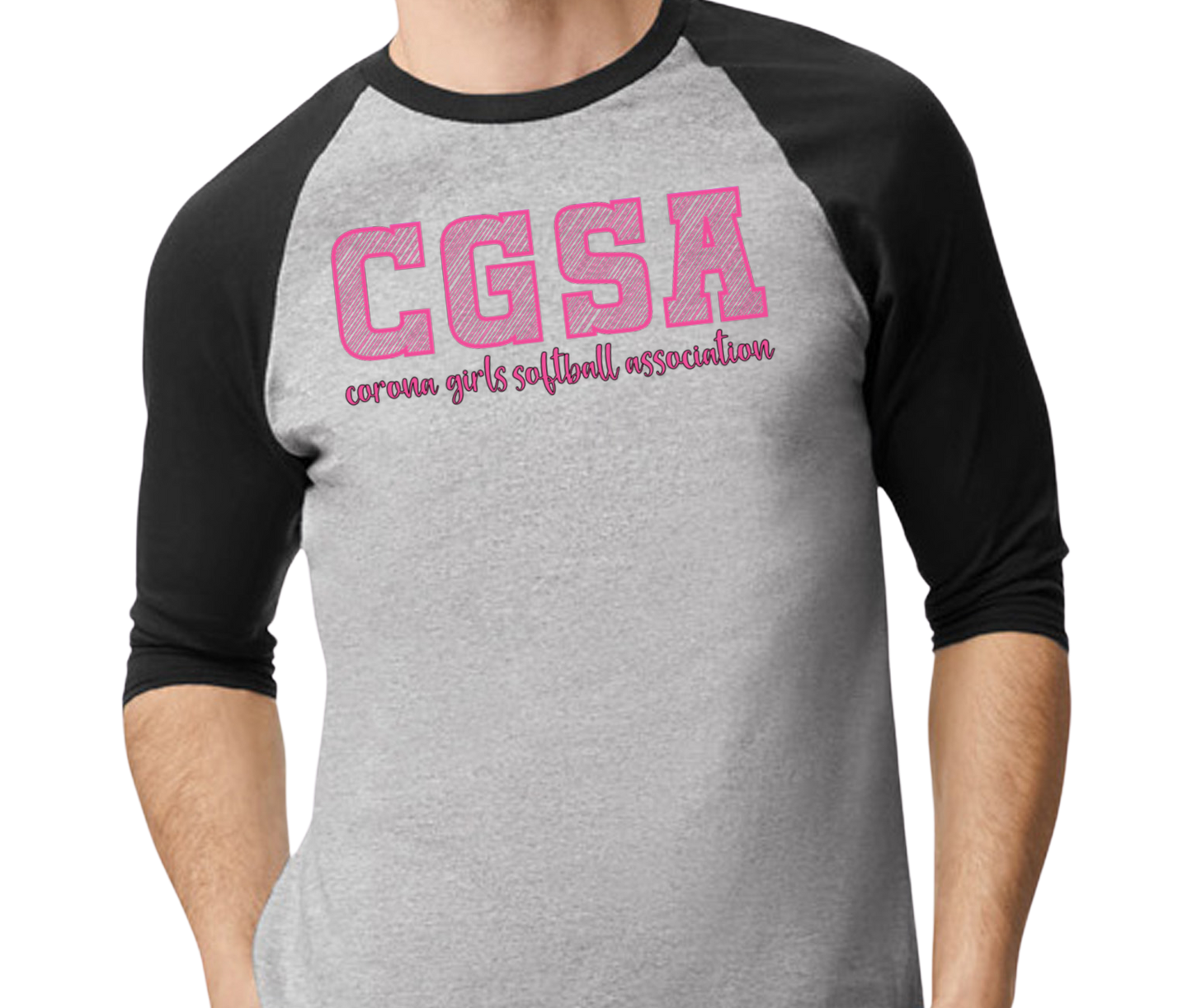 Corona Softball Raglan 3/4 Sleeve T-Shirt - Black/Gray (Style 3)