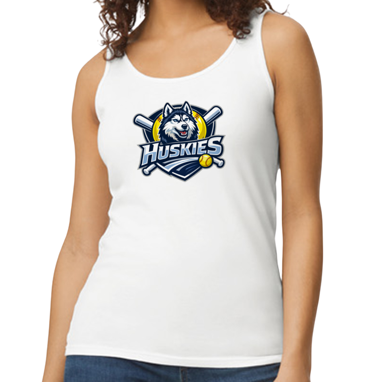 Huskies Softstyle Women's Fitted Tank Top - White