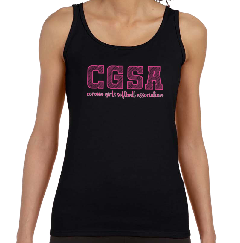 Corona Softball Softstyle Women's Fitted Tank Top - Black (Style 3)