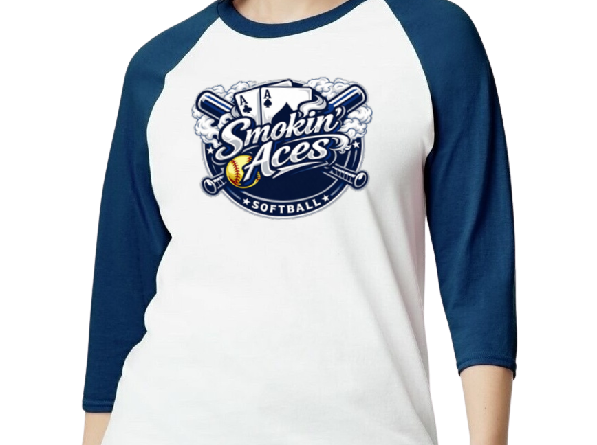Smokin' Aces Raglan 3/4 Sleeve T-Shirt - Navy/White