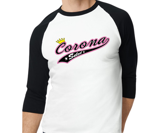Select Raglan 3/4 Sleeve T-Shirt - Black/White