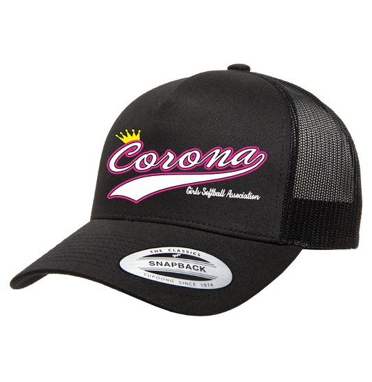 Corona Softball Snapback Trucker Hat - Black/Black (Style 2)