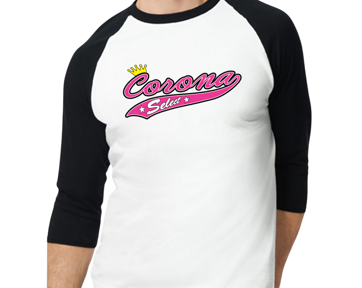 Corona Select Raglan 3/4 Sleeve T-Shirt - Black/White (Style 1)