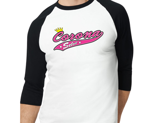 Corona Select Raglan 3/4 Sleeve T-Shirt - Black/White (Style 1)