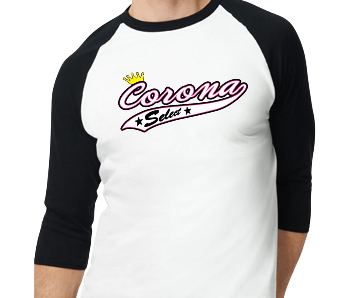 Corona Select Raglan 3/4 Sleeve T-Shirt - Black/White (Style 2)