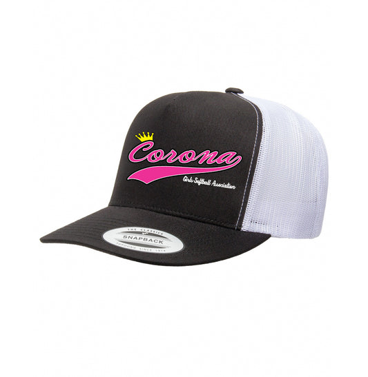 Corona Softball Snapback Trucker Hat - Black/White (Style 1)