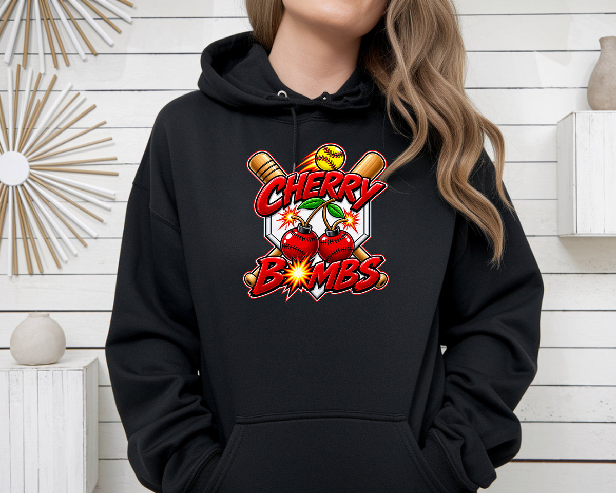Cherry Bombs Pullover Hoodie - Black