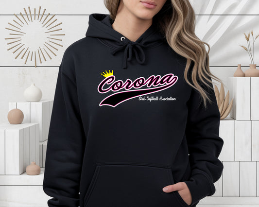 Corona Softball Pullover Hoodie - Black (Style 6)