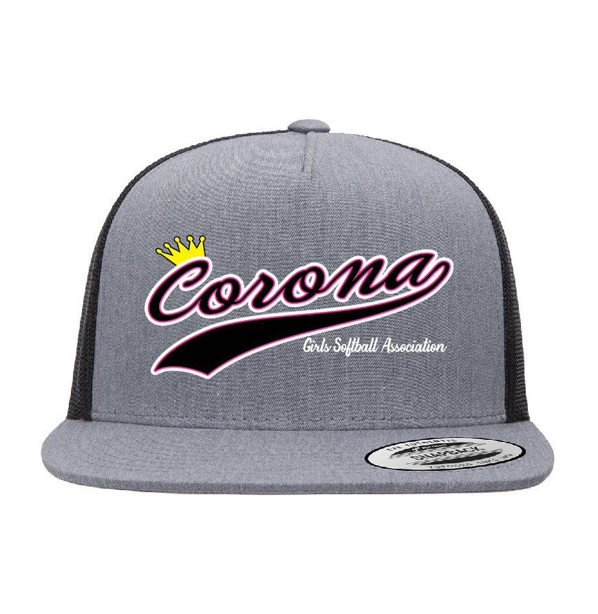 Corona Softball Snapback Trucker Hat - Gray/Black (Style 6)