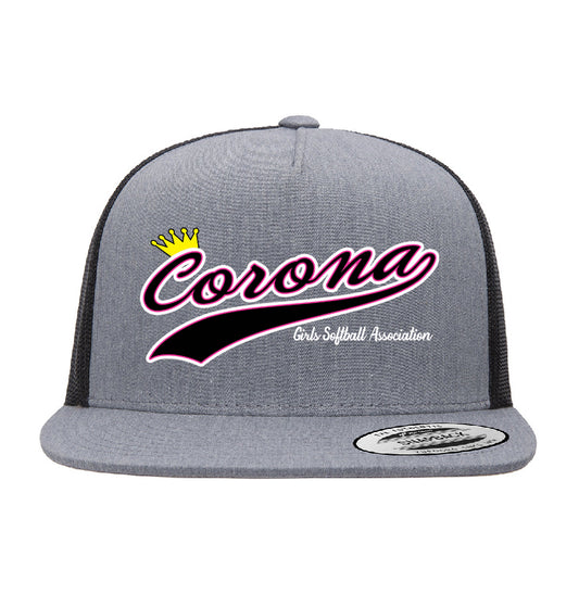Corona Softball Snapback Trucker Hat - Gray/Black (Style 6)