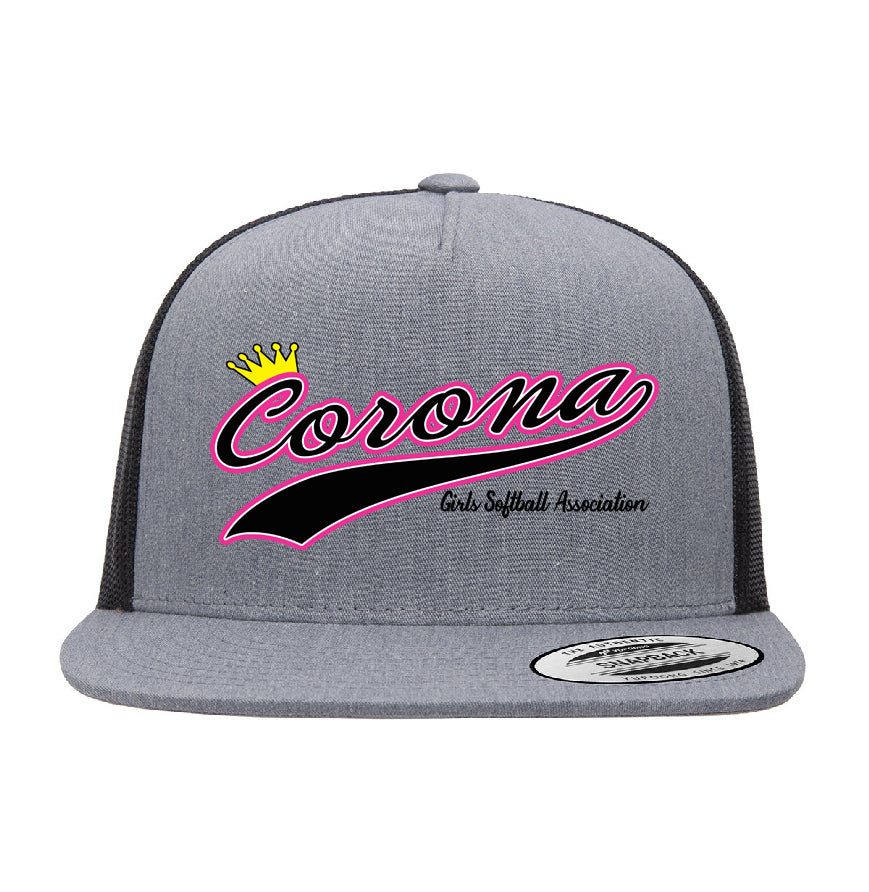 Corona Softball Snapback Trucker Hat - Gray/Black (Style 5)