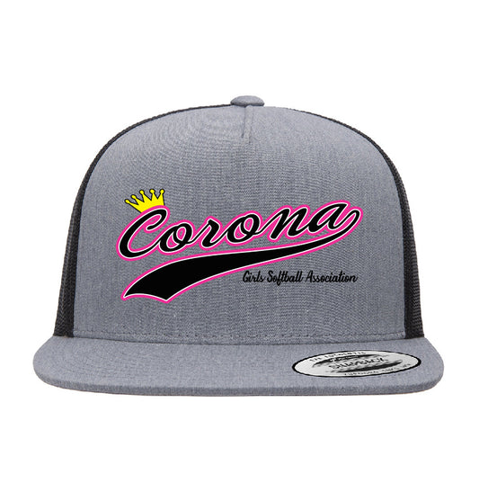 Corona Softball Snapback Trucker Hat - Gray/Black (Style 5)