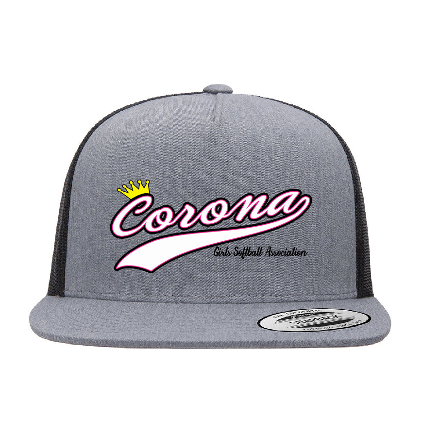 Corona Softball Snapback Trucker Hat - Gray/Black (Style 3)