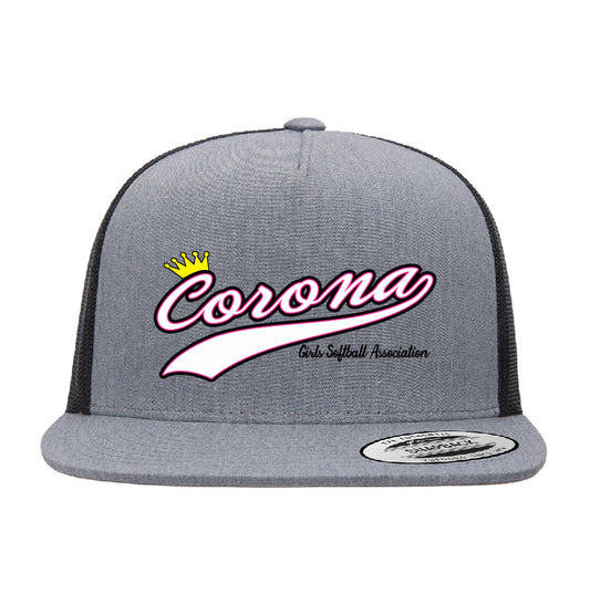 Corona Softball Snapback Trucker Hat - Gray/Black (Style 3)