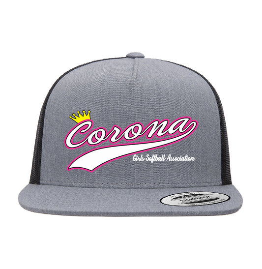 Corona Softball Snapback Trucker Hat - Gray/Black (Style 4)