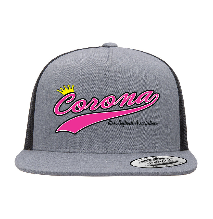 Corona Softball Snapback Trucker Hat - Gray/Black (Style 1)