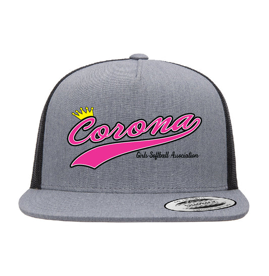 Corona Softball Snapback Trucker Hat - Gray/Black (Style 1)