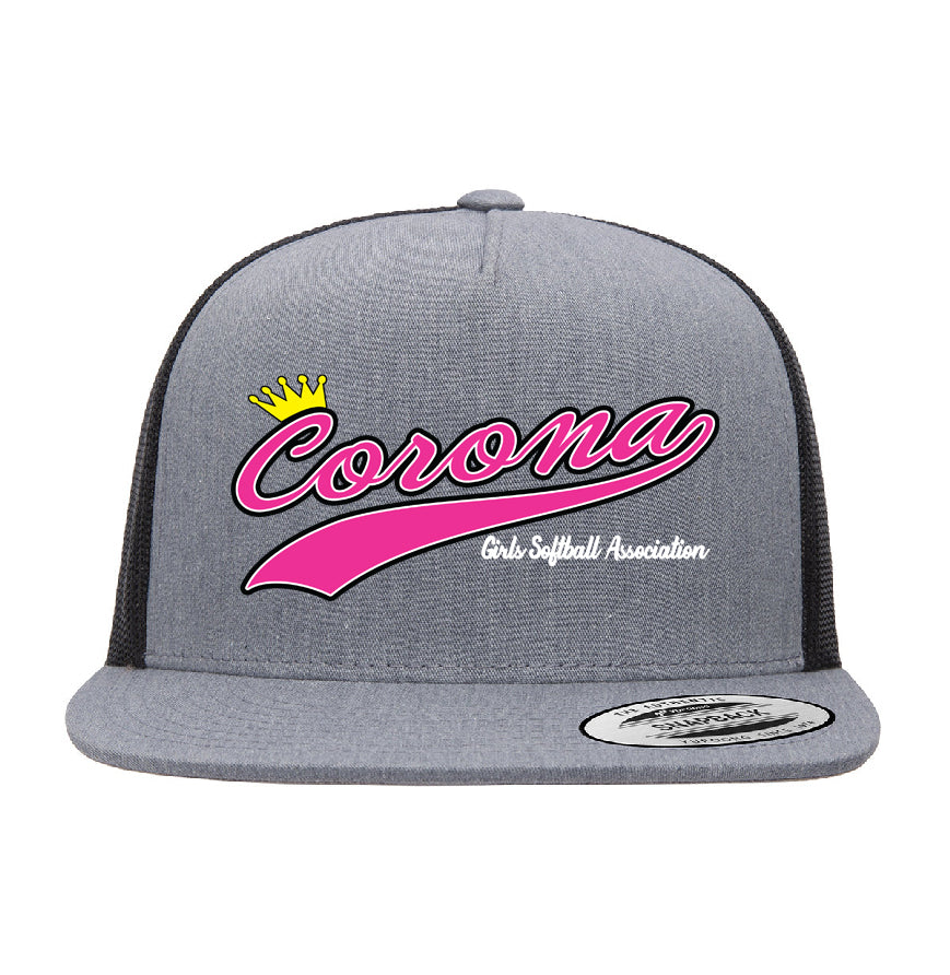 Corona Softball Snapback Trucker Hat - Gray/Black (Style 2)