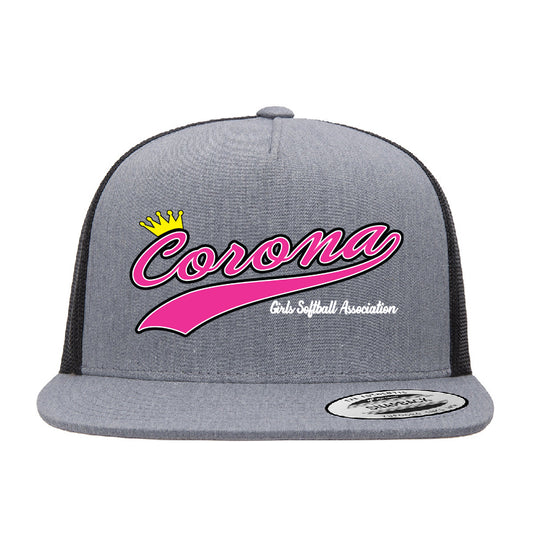 Corona Softball Snapback Trucker Hat - Gray/Black (Style 2)