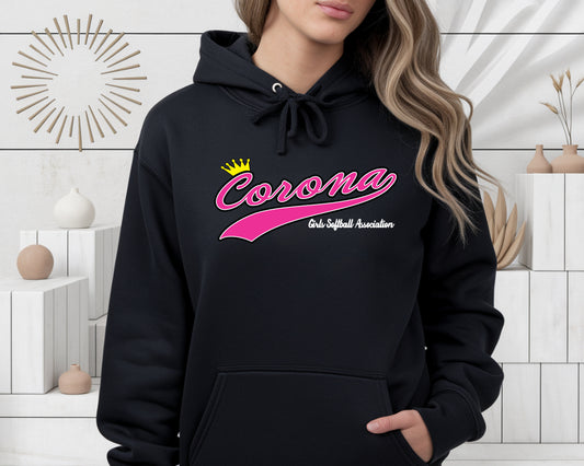 Corona Softball Pullover Hoodie - Black (Style 1)
