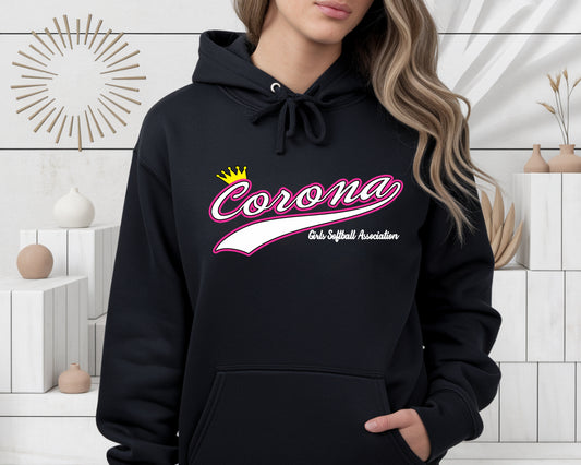 Corona Softball Pullover Hoodie - Black (Style 4)