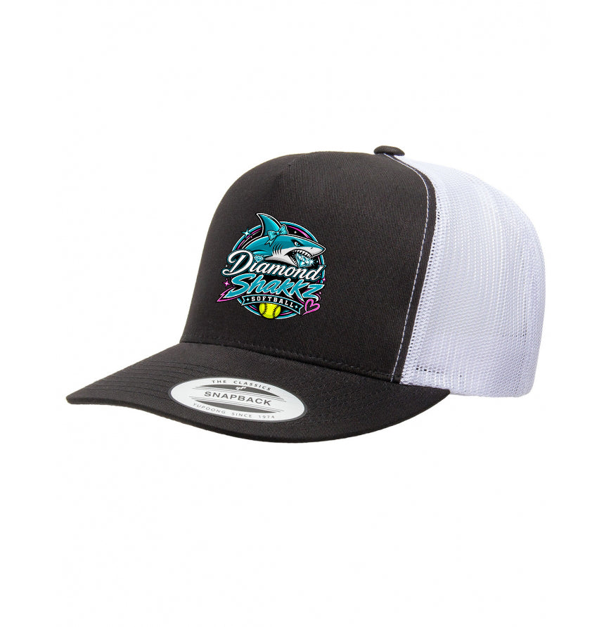 Diamond Sharkz Snapback Trucker Hat - Black/White