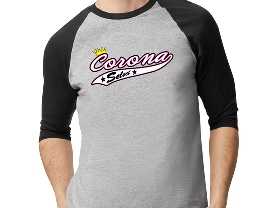Select Raglan 3/4 Sleeve T-Shirt - Black/Gray