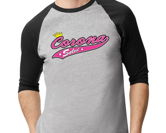 Corona Select Raglan 3/4 Sleeve T-Shirt - Black/Gray (Style 1)