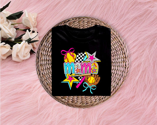 Colorful Softball Mama Softstyle T-Shirt (Multiple Colors)
