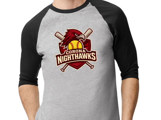 Nighthawks Raglan 3/4 Sleeve T-Shirt - Black/Gray