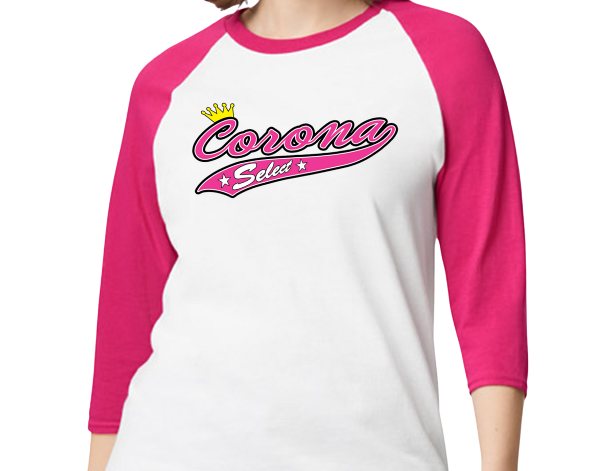 Select Raglan 3/4 Sleeve T-Shirt - Pink