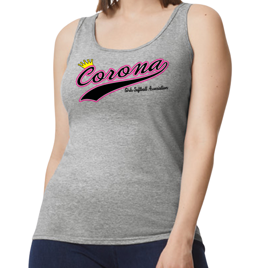 Corona Softball Softstyle Women's Fitted Tank Top - Gray (Style 4)