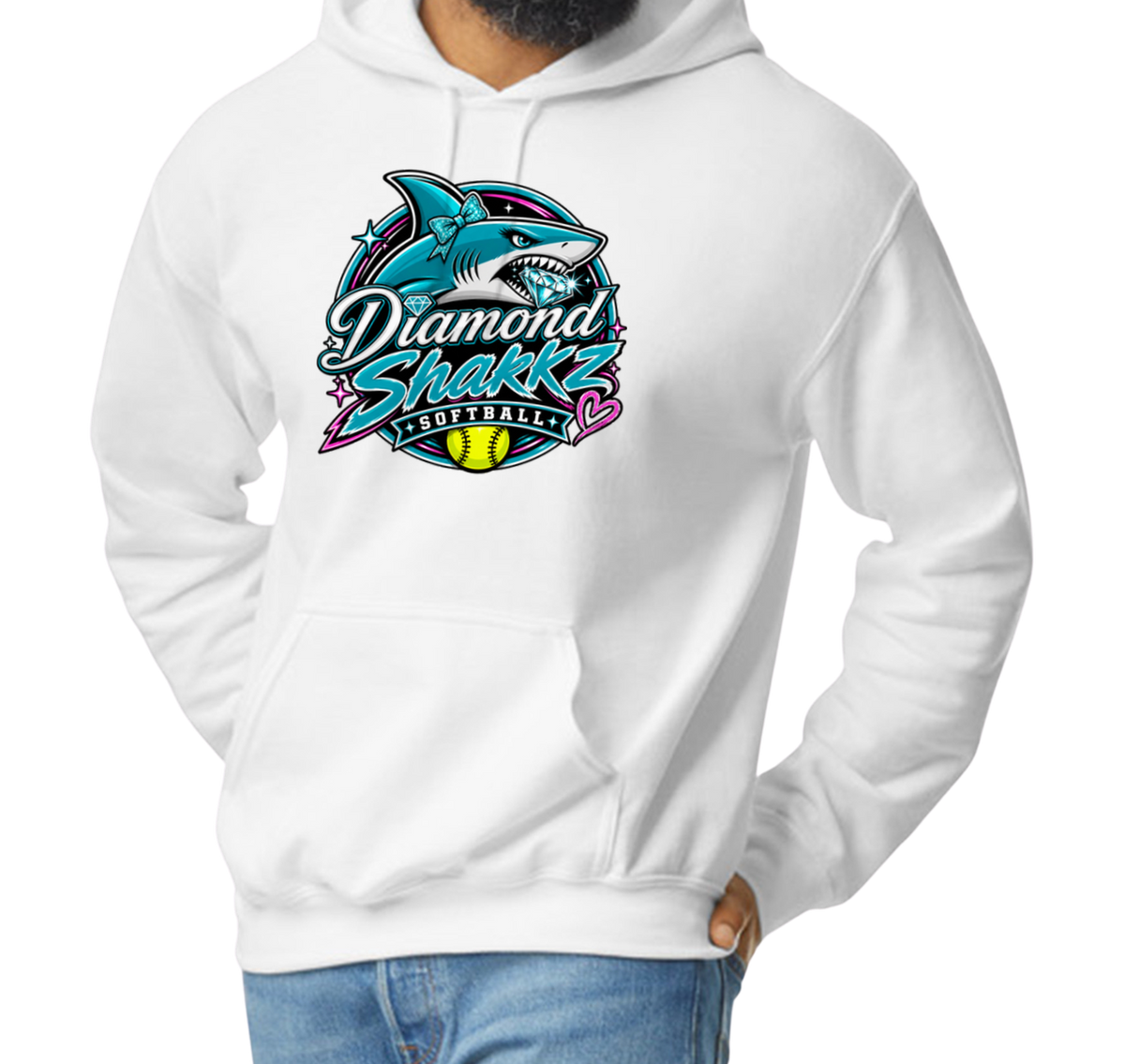 Diamond Sharkz Pullover Hoodie - White
